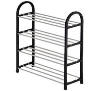 Organizzatore Per Scarpe Da Ingresso Zapatero de varias capas, estante for almacenamiento de zapatos, zapatero independiente de una sola fila, torre de zapatos apilable de metal(4 Layers Black)