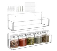 Organizzatore Per Spezie Da Parete | Ripiani Sospesi Invisibili,2 Ripiani Acrilici Organizzatore Cucina Dispensa Stazione Condimenti Preparazione Cibi Montabile Porta Armadio Scaffale Acrilico