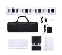 Órgano Portátil 88 Teclas Piano Electrónico Pedal De Salida Teclado De Piano Instrumento Musical (Color : WHITE)