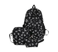Órganos Mochilas Escolares 3 PCS Set Pasos Capacidad Capacidad Universidad Estética Para Diarios, Negro , Mass Beauty