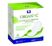 Organyc Almohadillas nocturnas con alas Heavy (10 unidades) - 100% algodón biológico, 4 gotas