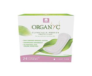 ORGANYC Hypoallergenic 100% Organic Cotton Panty Liners, 24-count Boxes (Pack of 2)