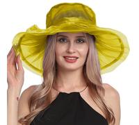 Organza Wedding Hats for Women Flower Veil Fascinators Hat Ladies Elegant Wide Brim Royal Ascot Sun Hat Women's Cocktail Tea Bridal Party Church Cloche Bowler Hats Race Derby Cap