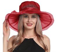 Organza Wedding Hats for Women Flower Veil Fascinators Hat Ladies Elegant Wide Brim Royal Ascot Sun Hat Women's Cocktail Tea Bridal Party Church Cloche Bowler Hats Race Derby Cap