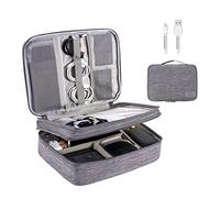 OrgaWise Bolsa Cables de Viaje Organizador Accesorios para Tableta, Disco Duro Externo, Cargador, Cables, Objetos, Kindle, Adaptadores, Tarjetas de Memoria, Cables USB (2 Capas / 3 Capas)