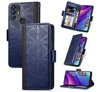 ORGCIUFB Funda con tapa para teléfono celular TCL 30 SE, funda para TCL 30 SE, funda con función atril para teléfono móvil, a prueba de golpes, piel TPU con ranura para tarjetas (azul)