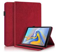 ORGCIUFB Funda de piel sintética con tapa para Samsung Galaxy Tab A 10.5 2018 modelo SM-T590/T595/T597, funda protectora tipo cartera con ranura para tarjetas, color rojo