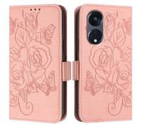 ORGCIUFB Funda para OPPO A1 PRO 5G/Reno 8T 5G, funda tipo cartera delgada de piel sintética con tapa para teléfono, carcasa protectora a prueba de golpes con tarjeteros y correa de muñeca (rosa)