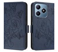 ORGCIUFB Funda para OPPO Realme C63/Realme C61, funda tipo cartera delgada de piel sintética con tapa para teléfono, funda protectora a prueba de golpes con tarjeteros+correa de muñeca (azul)