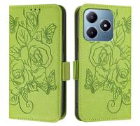 ORGCIUFB Funda para OPPO Realme C63/Realme C61, funda tipo cartera delgada de piel sintética con tapa para teléfono, funda protectora a prueba de golpes con tarjeteros+correa de muñeca (verde)