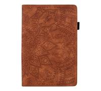 ORGCIUFB Funda protectora para tablet compatible con Kindle Fire HD10 2023, delgada, ligera, de piel sintética en relieve, con tapa, ranura para tarjetas, protección resistente (marrón)