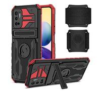 ORGCIUFB Soporte para teléfono Xiaomi POCO M3 PRO 5G, pulsera deportiva giratoria de 360° y desmontable, protección de grado militar, resistente a los golpes, color rojo