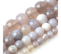 ORGEFY Cuentas de ágata Azul con Rayas de Piedra, Cuentas Redondas de calcedonia de 4, 6, 8, 10 y 12 mm para Hacer Joyas, Pulseras de Bricolaje, Gary, 6 mm, Aproximadamente 61 Piezas