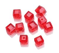 ORGEFY Perles carrées en verre Bleu, 2/3/4/6/8/10 mm, 95 pièces, pour la Fabrication de Bijoux, Accessoires de Couture, Rouge Clair, 6 mm