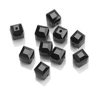 ORGEFY Perles carrées en verre Bleu, 2/3/4/6/8/10 mm, espaceurs Libres, Cubes en Cristal, pour la Fabrication de Bijoux, Accessoires de Couture, Noir, 6 mm, 95 pièces