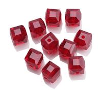 ORGEFY Perles carrées en verre Bleu, 2/3/4/6/8/10 mm, pour la Fabrication de Bijoux, Accessoires de Couture, Rouge Moyen, 10 mm, 20 pièces