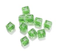 ORGEFY Perles carrées en verre Bleu, 2/3/4/6/8/10 mm, pour la Fabrication de Bijoux, Accessoires de Couture, Vert Gazon, 8 mm, 45 pièces