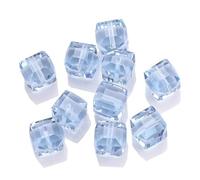 ORGEFY Perles carrées en verre Bleu Clair, 2/3/4/6/8/10 mm, 45 pièces, pour la Fabrication de Bijoux et d'accessoires de Couture, 8 mm