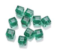 ORGEFY Perles carrées en verre Bleues de 2/3/4/6/8/10 mm, 20 pièces, pour la Fabrication de Bijoux, Accessoires de Couture, Trou Vert, 10 mm