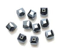 ORGEFY Perles carrées en verre Bleues de 2/3/4/6/8/10 mm, 95 pièces, pour la Fabrication de Bijoux et d'accessoires de Couture, Couleur Noire, 6 mm