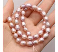 ORGEFY Perles d'eau douce naturelles en Forme de riz, véritables perles exquises pour la Fabrication de Bijoux, Bracelets, colliers, boucles d'oreilles, Violet, 5-6 mm, 10 pièces