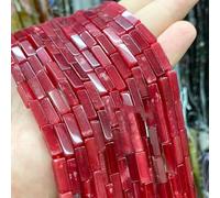 ORGEFY Perles d'espacement cylindriques carrées en Pierre, 4 x 13 m, pour la Fabrication de Bijoux, Bracelets, breloques, Accessoires, 38 cm, Rouge Rubis, 19 cm, 14 à 15 pièces