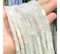 ORGEFY Perles d'espacement cylindriques carrées en Pierre, 4 x 13 m, pour la Fabrication de Bijoux, Bracelets, breloques, Accessoires, 38 cm, Jade Blanc, 19 cm, 14 à 15 pièces