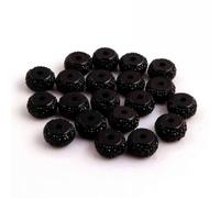 ORGEFY Perles d'espacement Plates en acrylique de 12 mm, 200 pièces, pour colliers et Bijoux - Noir