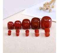 ORGEFY Perles en Pierre naturelle à Trois trous, 12/14/16/18/20 mm, Forme colonne, Collier, Bracelet, Accessoires de Bijoux, 5 pièces, agates Rouges, 12 mm, 5 pièces