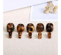 ORGEFY Perles en Pierre naturelle à Trois trous, 12/14/16/18/20 mm, Forme colonne, pour colliers, Bracelets, Accessoires de Bijoux, 5 pièces, œil de Tigre Jaune, 14 mm, 5 pièces