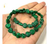 ORGEFY Perles en Pierre naturelle en Forme de cœur, 10 mm, Jade du Sud, Labradorite, Aventurine, Carte, pour la Fabrication de Bijoux, Accessoires de Bracelet, Imitation Malachite, environ 37 pièces.