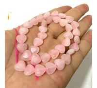 ORGEFY Perles en Pierre naturelle en Forme de cœur de 10 mm, Jade du Sud, Labradorite, Aventurine, Carte pour la Fabrication de Bijoux, Accessoires de Bracelet DIY, Quartz Rose, environ 37 pièces.