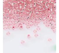 ORGEFY Perles intercalaires en verre argenté de 3 mm, pour bricolage, Broderie, Accessoires artisanaux - Rose - 2 mm - 100 g