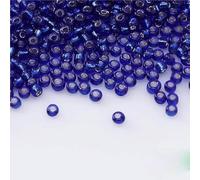 ORGEFY Perles intercalaires en verre argenté de 3 mm, pour bricolage, Broderie, Accessoires artisanaux - Bleu foncé - 3 mm - 100 g