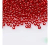 ORGEFY Perles intercalaires en verre argenté de 3 mm, pour bricolage, Broderie, Accessoires artisanaux - Rouge - 4 mm - 100 g