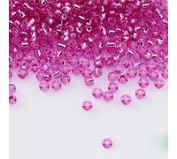 ORGEFY Perles intercalaires en verre argenté de 3 mm, pour Broderie, Accessoires artisanaux, Rose Rouge, 4 mm, 100 g