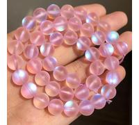 ORGEFY Perles rondes en Cristal Mat pour la Fabrication de Bijoux, perles en Pierre de Lune scintillantes, pour Bracelets, 38 cm, brins de 6, 8, 10 et 12 mm, Rose, 6 mm, 60 pièces