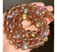 ORGEFY Perles rondes en Cristal Mat pour la Fabrication de Bijoux, perles en Pierre de Lune scintillantes, pour Bracelets, 38 cm, brins de 6, 8, 10 et 12 mm, Couleur café Lisse, 8 mm, 45 pièces