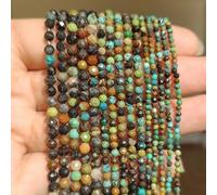 ORGEFY Perles rondes en Lapis-Lazuli à facettes Bleues, pour la Fabrication de Bijoux et de Bracelets faits Main, 38 cm, 2/3/4 mm, Turquoise africaine, 3 mm, 115 pièces