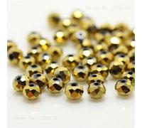 ORGEFY Perles rondes en verre Cristal à facettes de 2 mm, 3 x 4 mm, 4 x 6 mm, 6 x 8 mm, pour la Fabrication de Bijoux, Couleur or Brillant, 4 x 6 mm, 50 pièces par Sachet