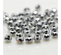 ORGEFY Perles rondes en verre Cristal à facettes de 2 mm, 3 x 4 mm, 4 x 6 mm, 6 x 8 mm, pour la Fabrication de Bijoux, Argent Brillant, 4 x 6 mm, 50 pièces par Sachet