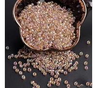 ORGEFY Perles rondes en verre teintées, Couleurs Uniformes à l'intérieur, 2/3/4 mm, pour la Fabrication de Bijoux et de Bracelets, Accessoires - DK19, or café, 4 mm, 10 g, 130 pièces