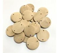 ORGEFY Perles rondes Plates en Bois Naturel, 50 pièces, 15/20/25/30 mm, Deux trous, 13 mm
