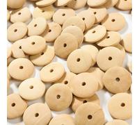 ORGEFY Perles rondes Plates en Bois Naturel, Trou, espaceurs, Accessoires de Bijoux, Couleur Bois Brut, perles en Bois pour Enfants, 15/20/25/30 mm, Trou au milieu, 25 mm, 20 pièces