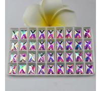 ORGEFY Strass rectangulaires à coudre, toutes Tailles 3250, Cristal à coudre, Dos plat, pour Robe, bricolage, 10 x 14 mm, 36 pièces, Blanc