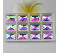 ORGEFY Strass rectangulaires à coudre, toutes Tailles 3250, Cristal à coudre, Dos plat, pour Robe, bricolage, 18 x 25 mm, 12 pièces, Blanc