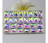 ORGEFY Strass rectangulaires à coudre, toutes Tailles 3250, Cristal à coudre, Dos plat, pour Robe, bricolage, 13 x 18 mm, 20 pièces, Blanc