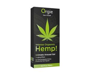 Orgie Hemp! Intense Orgasm - Gel Íntimo Estimulante con Efecto Vibrante, Calor y Frescor, con Aceite de Semilla de Cáñamo, 15 ml