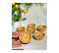 Orgingift Juego de 6 cuencos para salsas - De vidrio o bambú - Mini cuencos para ketchup, mayonesa, salsas, aderezos, mermelada, miel, mantequilla, aperitivos, frutos secos, entrantes y postres