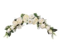 OrgMemory Flores de arco, 60 cm, guirnalda decorativa, flores artificiales para puerta, fiesta, pared, decoración del hogar (marfil)